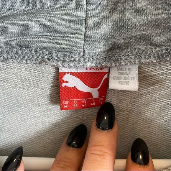 Ladies Grey Puma Cowl Neck Big‎ Cat Logo Sweatshirt Size Medium - Picture 8 of 12